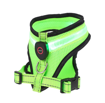 LED Light-Up Dog Harness – USB Rechargeable, Mesh