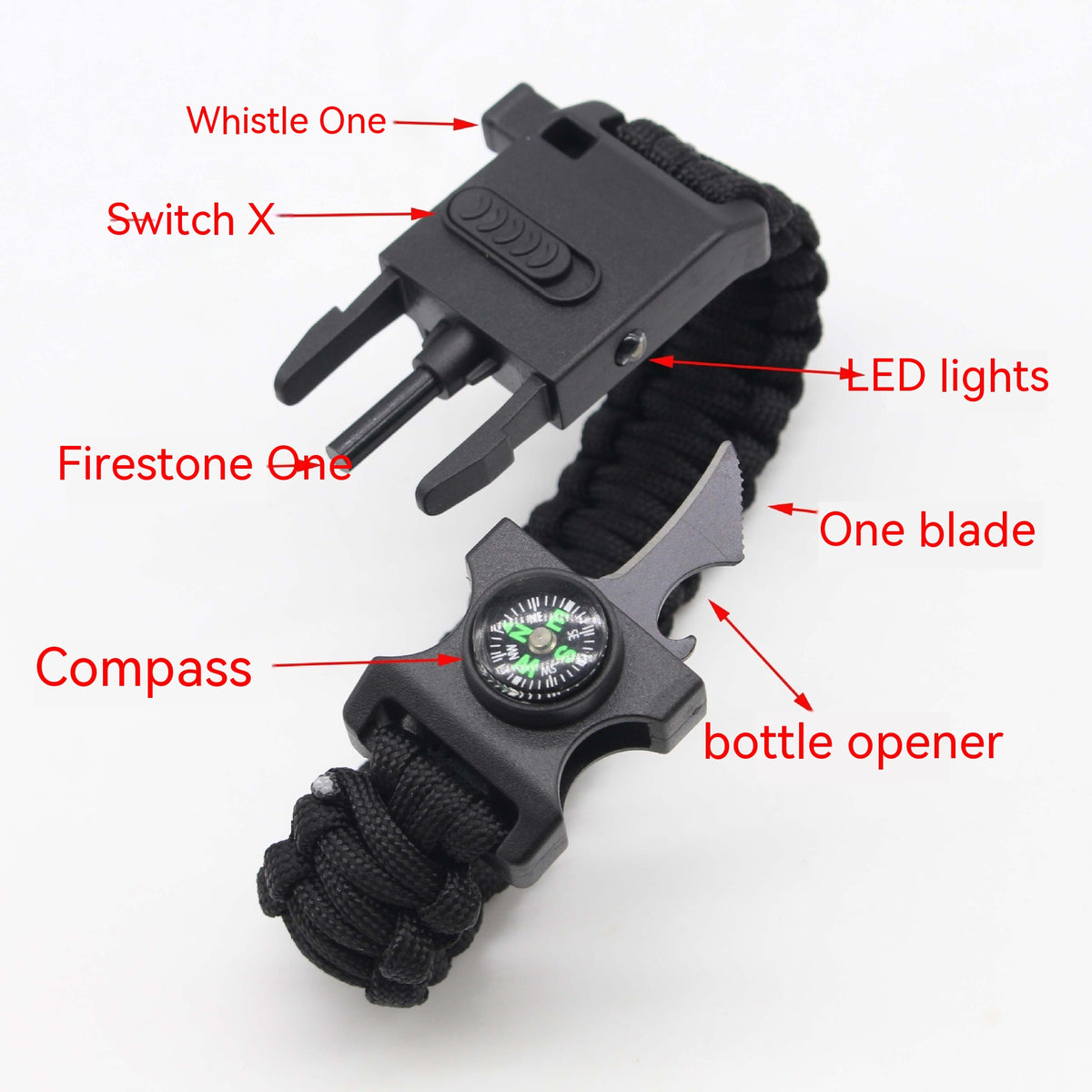 Paracord Survival Bracelet with Mini Light